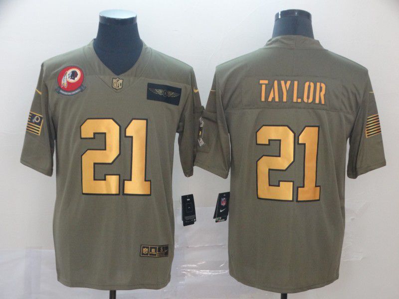 Men Washington Redskins 21 Taylor Gold Nike Olive Salute To Service Limited NFL Jersey